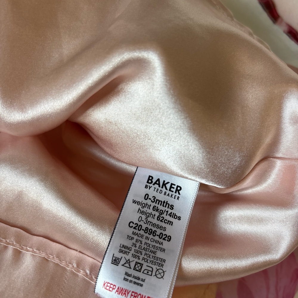 Ted Baker Soft Pink Satin Baby Dress 0-3 M